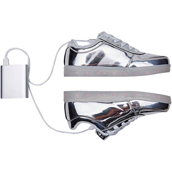 ⚡Unisex Silver USB Charging Light Up Shoes Sports LED Dancing Sneakers Lace Up - Picture 8 of 8